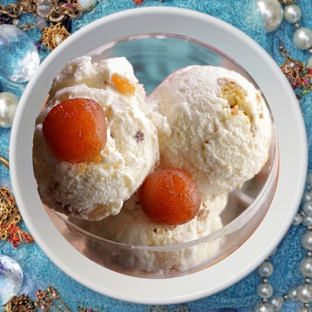 Gulab Jamun with Ice Cream.